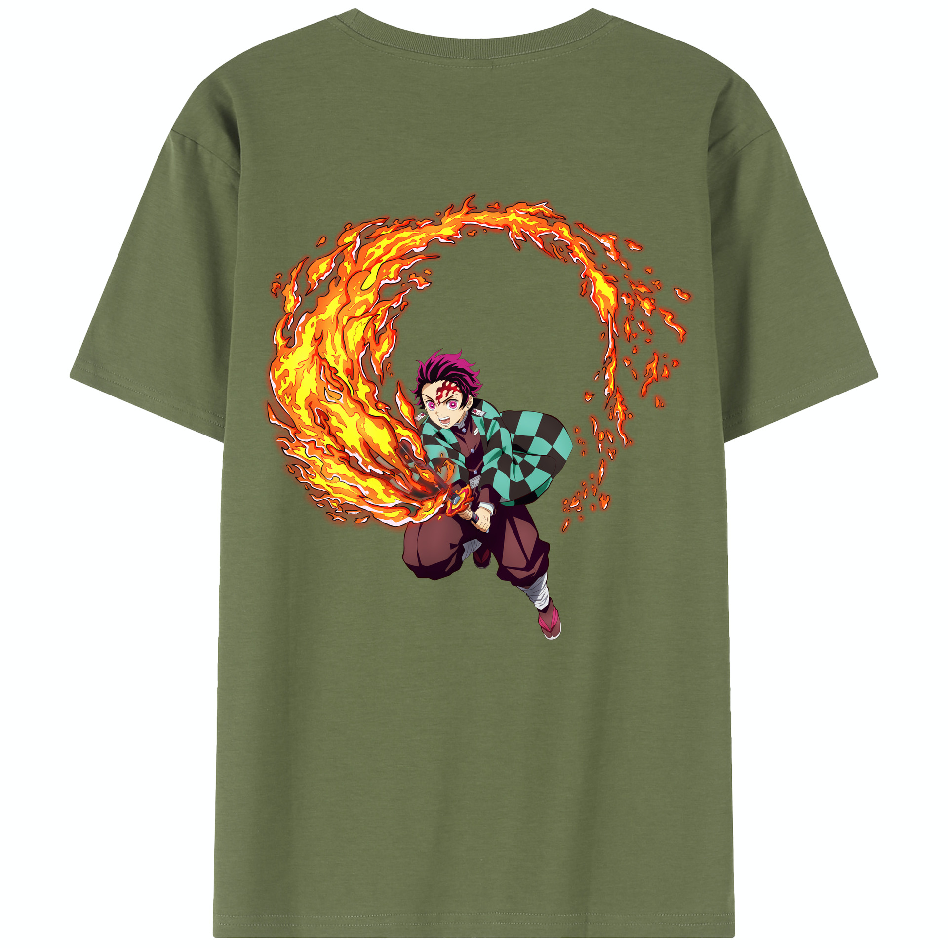 （画像用） 鬼滅の刃 竈門 炭治郎／かまど たんじろう Kamado Tanjirou 綿100％半袖Tシャツ（背面プリント）
